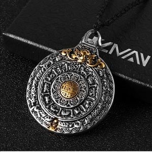 New! Pendant stainless steel necklace spiritual Tibetan ohm talisman